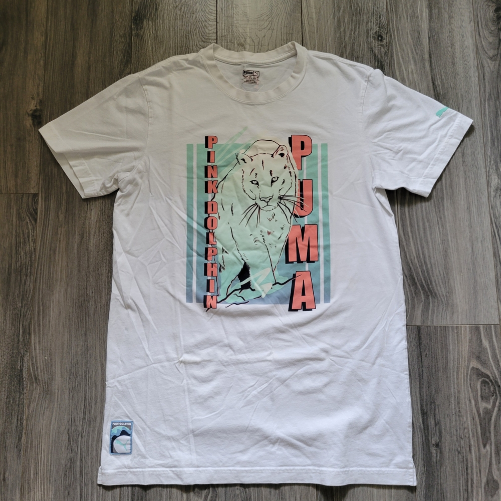 Puma Pink Dolphin White Graphic T-Shirt